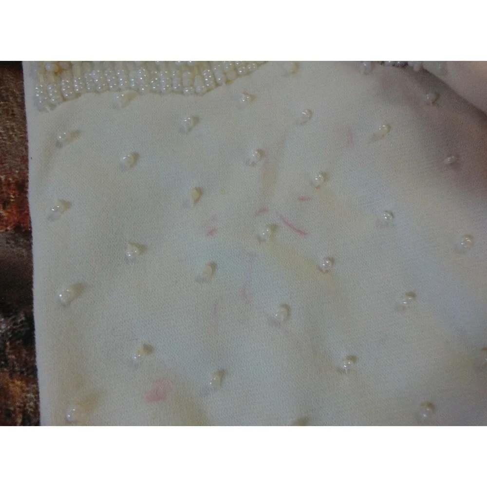 Vintage stretchy nylon beaded off white womens ladies‎ wrist gloves Hong kong